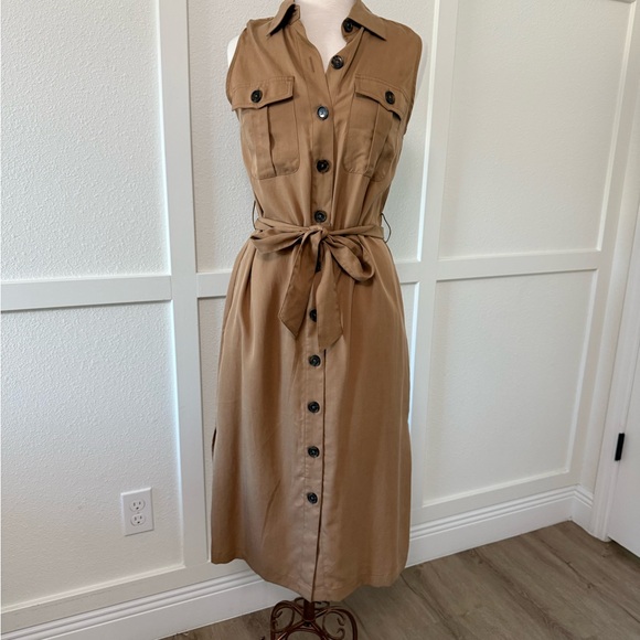 Banana Republic Khaki Midi Dress. - Picture 2 of 6